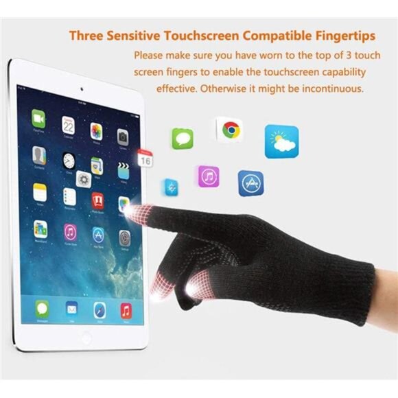 Winter Hat Scarf Gloves Slouchy Beanie Snow Knit Skull Cap Touch Screen - Picture 4 of 7